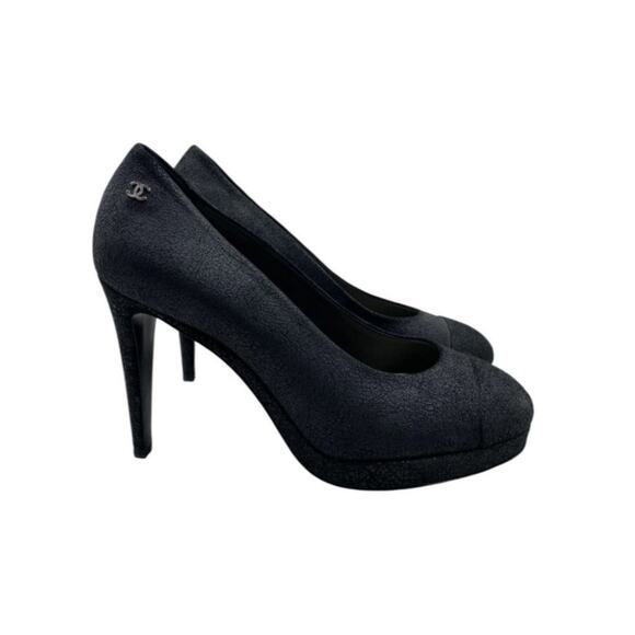 Chanel Pumps -Dark Charcoal/Black Size 40- Like New - Picture 2 of 9